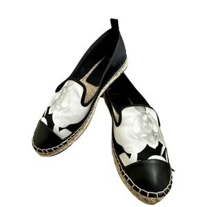FENDI Floral Print Cap Toe Espadrille Flats